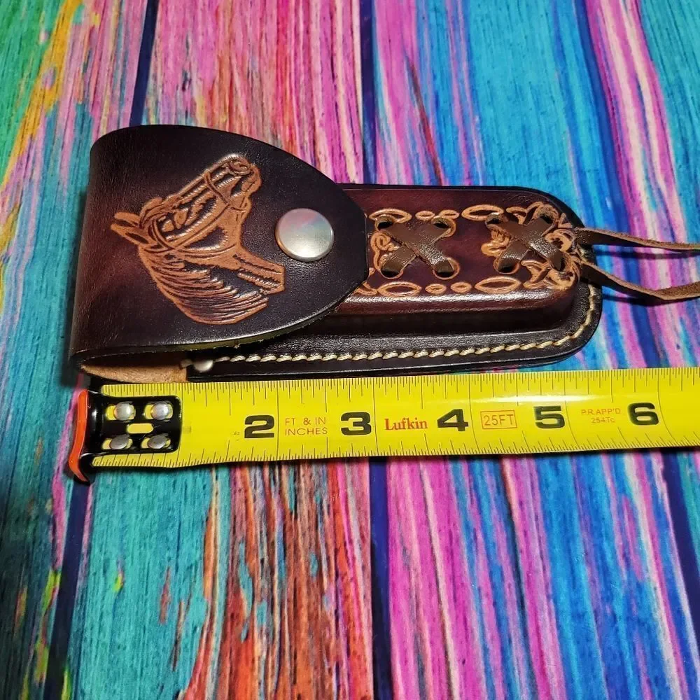 🔷️Vintage Tooled Leather Belt Loop Knife Sheath or Case Horse